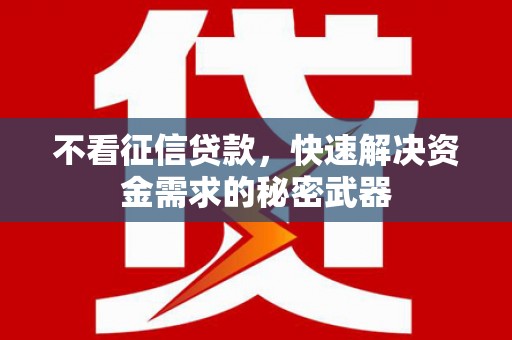 北京不看征信贷款，快速解决资金需求的秘密武器