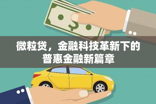 北京微粒贷，金融科技革新下的普惠金融新篇章